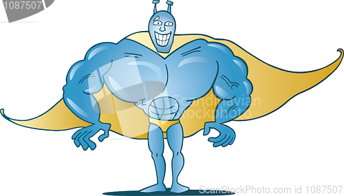 Image of Funny blue superhero