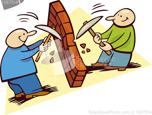 Image of Men breaking the wall