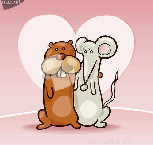 Image of Hamster and mouse in love