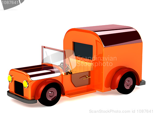 Image of 3d orange toy car isolated