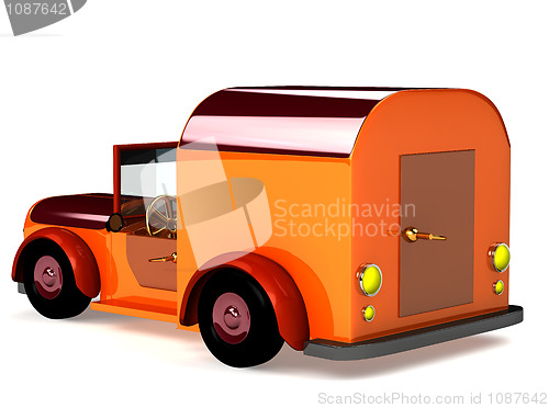 Image of 3d orange toy car isolated