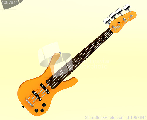 Image of 3d yellow bass guitar isolated