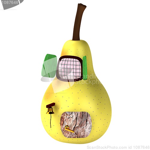 Image of 3d light yellow pear house isolated