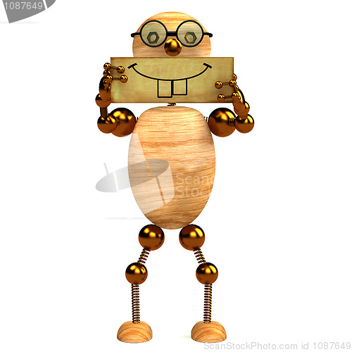 Image of 3d wood man smile