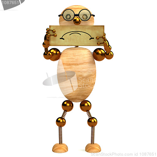 Image of 3d wood man sad