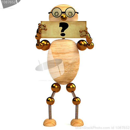 Image of 3d wood man with question mark