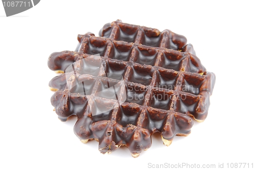 Image of Chocolate belgian waffle on white