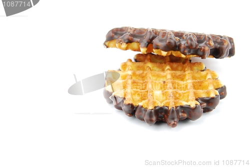 Image of Chocolate belgian waffles on white