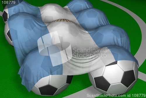 Image of Argentina flag and soccer-balls