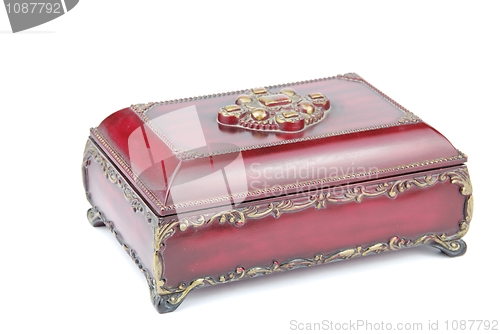Image of Vintage treasure chest closed on white