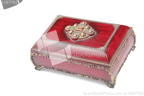 Image of Vintage treasure chest closed on white