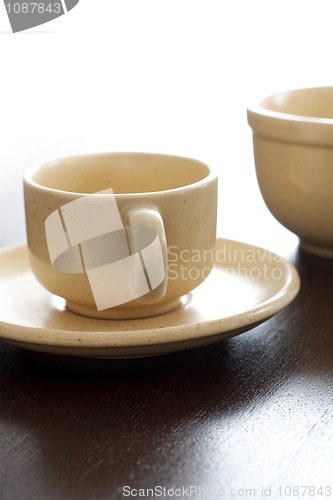 Image of Empty coffee cup and bowl