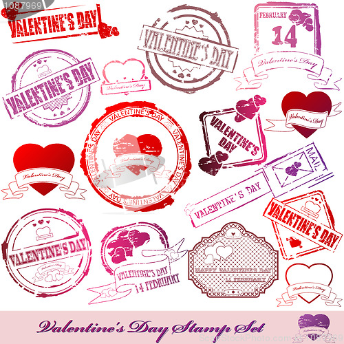 Image of Vector Set of Valentine Day stamps