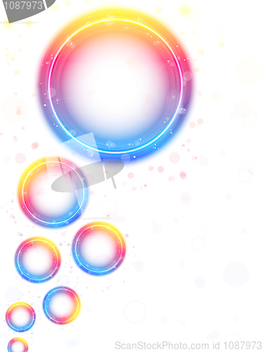 Image of Rainbow Circle Bubbles background with Sparkles and Swirls.