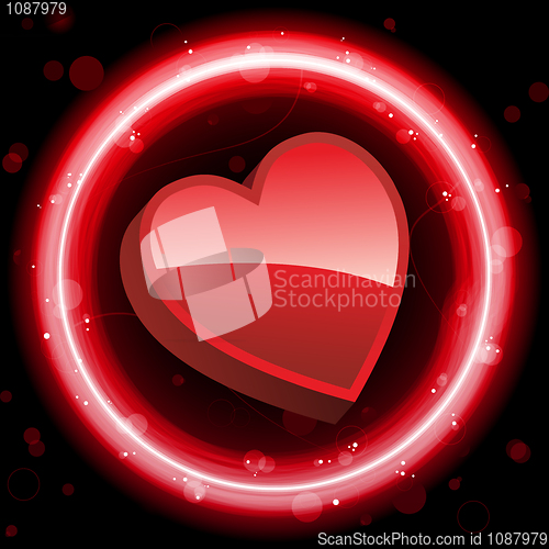 Image of Red Heart Border with Sparkles and Swirls.