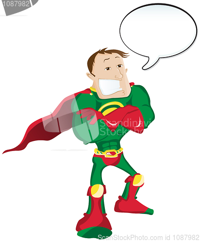 Image of Super hero Man with Speech Bubble