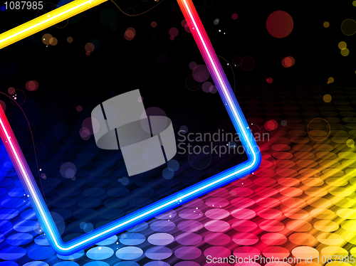 Image of Disco Abstract Square Box on Black Background