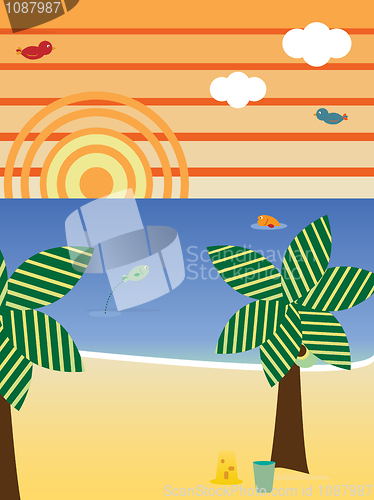 Image of Retro Beach Landscape Season Summer