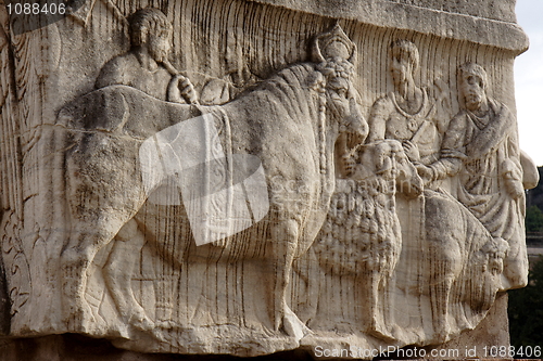 Image of Bas relief in Roman forum in Rome