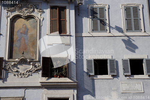 Image of Decorated facade, house in the historic center of Rome.