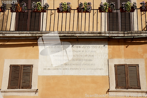 Image of Decorated facade, house in the historic center of Rome.