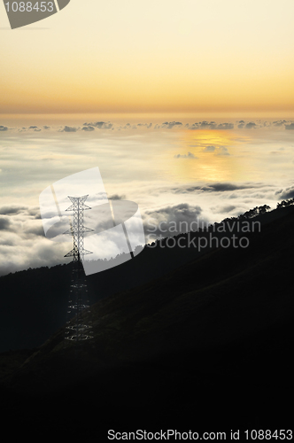 Image of Electricity pylon over valley - Madeira