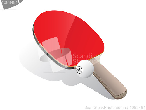 Image of Ping-pong paddle and ball