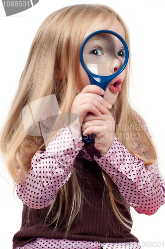 Image of Portrait of little cute girl with long hair