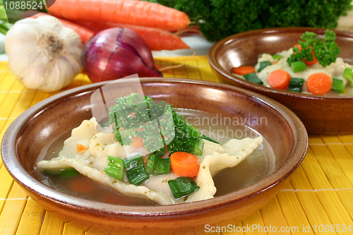 Image of Pasta squares soup