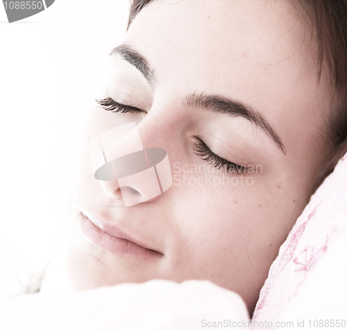 Image of Beautiful young woman sleeping.