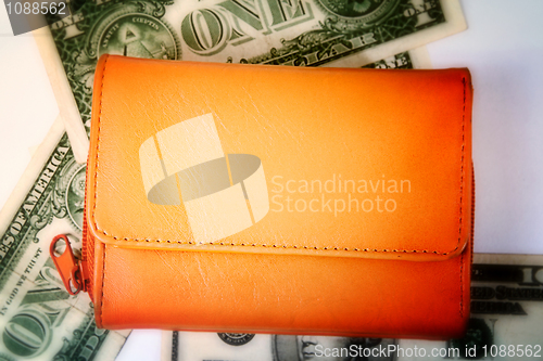 Image of Orange leather wallet