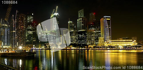 Image of Construction by Singapore River Skyline at Night