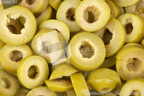 Image of Sliced green olives