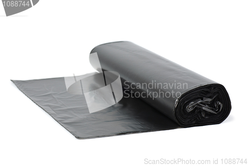 Image of Roll of black plastic garbage bags