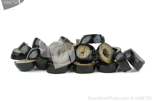 Image of Small pile of sliced black olives