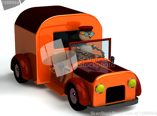 Image of 3d wood man as a driver