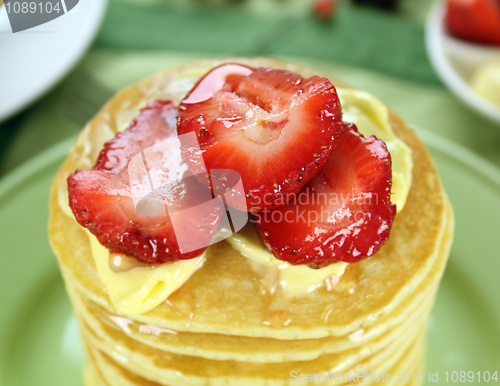 Image of Strawberries On Pancakes