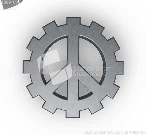 Image of peace symbol in gear wheel