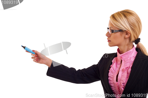 Image of Business woman with blue marker