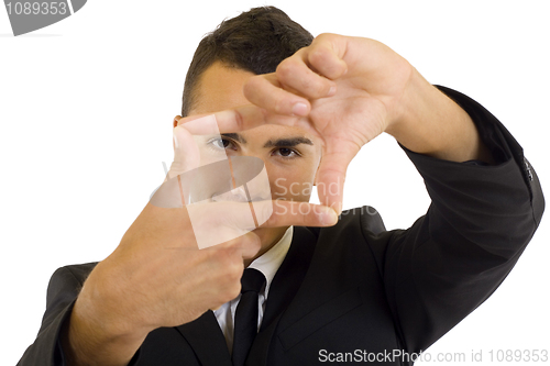 Image of business man making hand frame