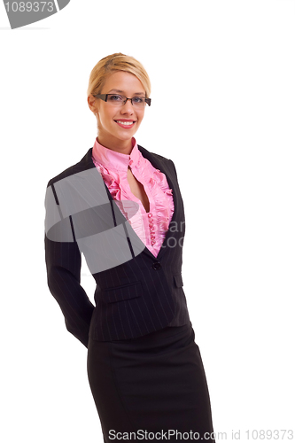 Image of Positive business woman smiling