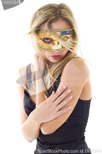 Image of sexy woman in  party mask