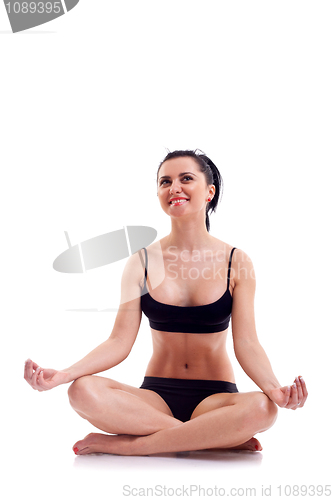 Image of Zen yoga fitness woman on white