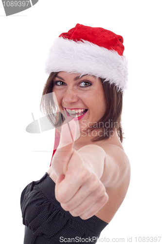 Image of santa woman making ok