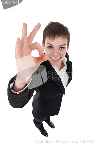 Image of  woman making her ok sign 
