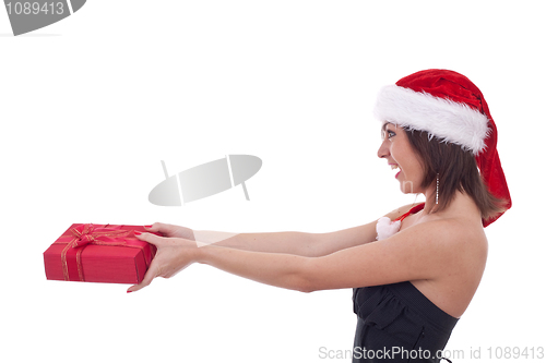 Image of Girl giving christmas present 