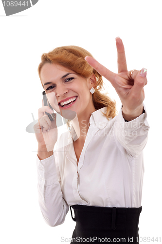 Image of victory on the phone