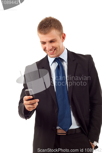 Image of business man texting