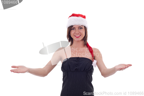 Image of Cheerful Santa helper welcoming