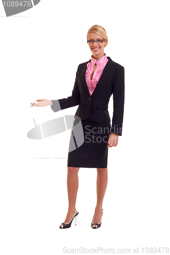 Image of young business woman presenting